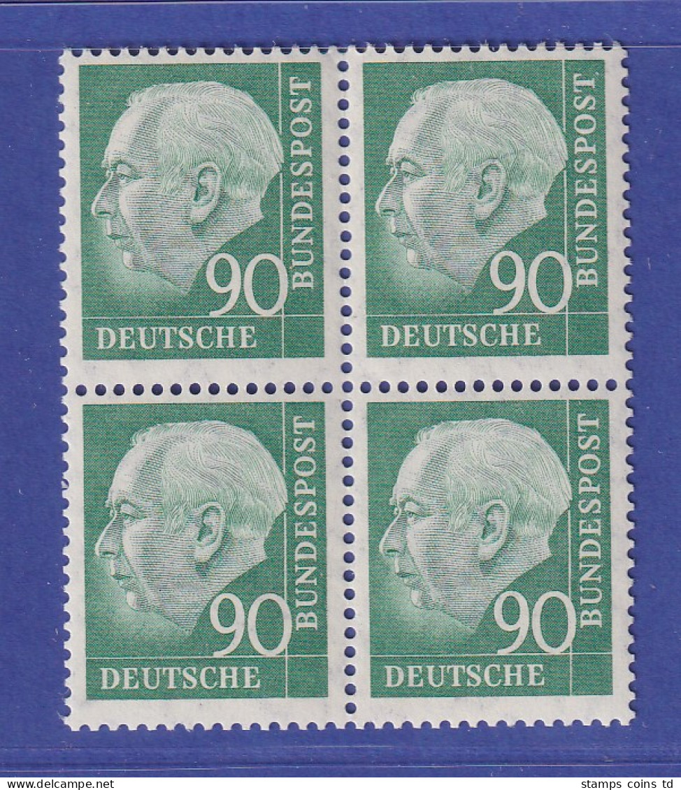 Bundesrepublik 1957 Theodor Heuss 90 Pf Mi.-Nr. 265 X V Viererblock **  - Ongebruikt