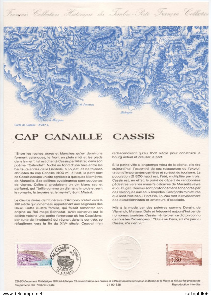 - Document Premier Jour LE CAP CANAILLE, CASSIS 14.7.1990 - - Documenten Van De Post