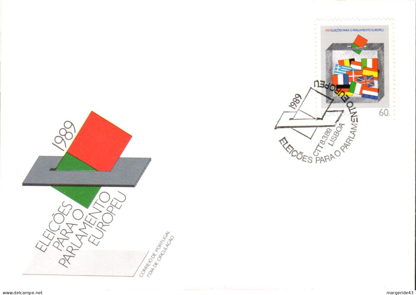 PORTUGAL FDC 1989 ELECTIONS EUROPEENNE - Ideas Europeas