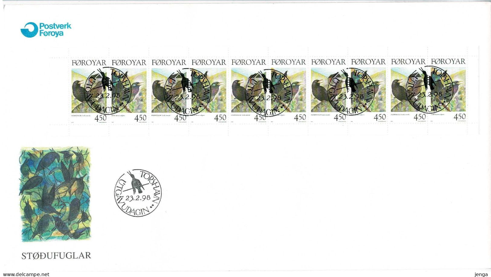 Faroe Islands 1998.  Birds.  Booklet Pane On FDC . - Isole Faroer
