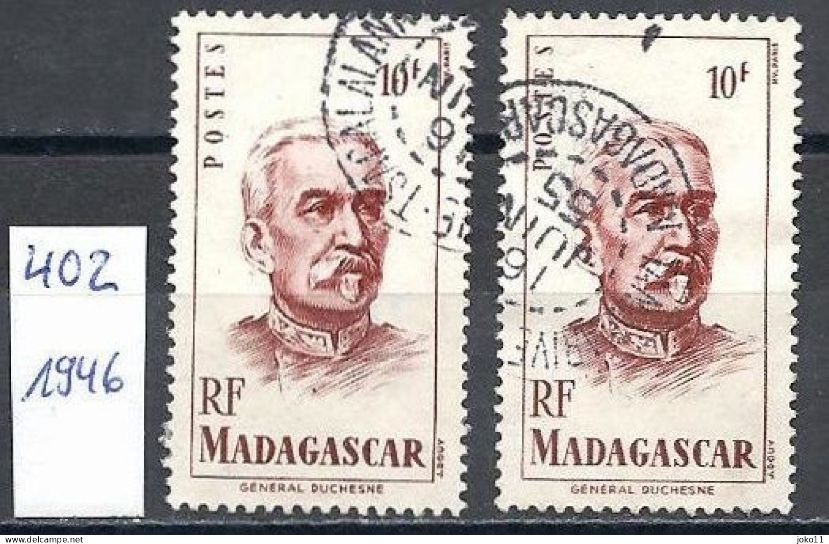 Madagaskar, 1946, Mi.-Nr. 402, 2 Marken Gestempelt - Usati