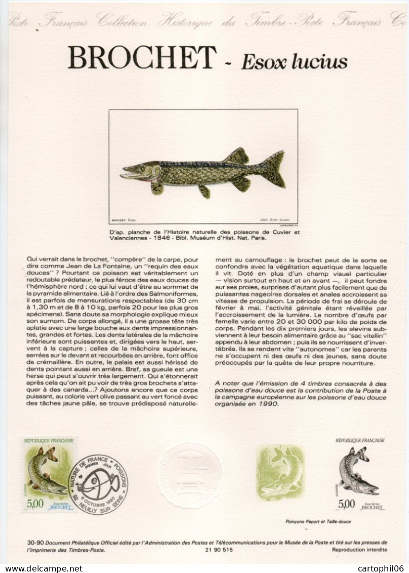 - Document Premier Jour LE BROCHET (Esox Lucius) - NEUILLY-SUR-SEINE 6.10.1990 - - Vissen