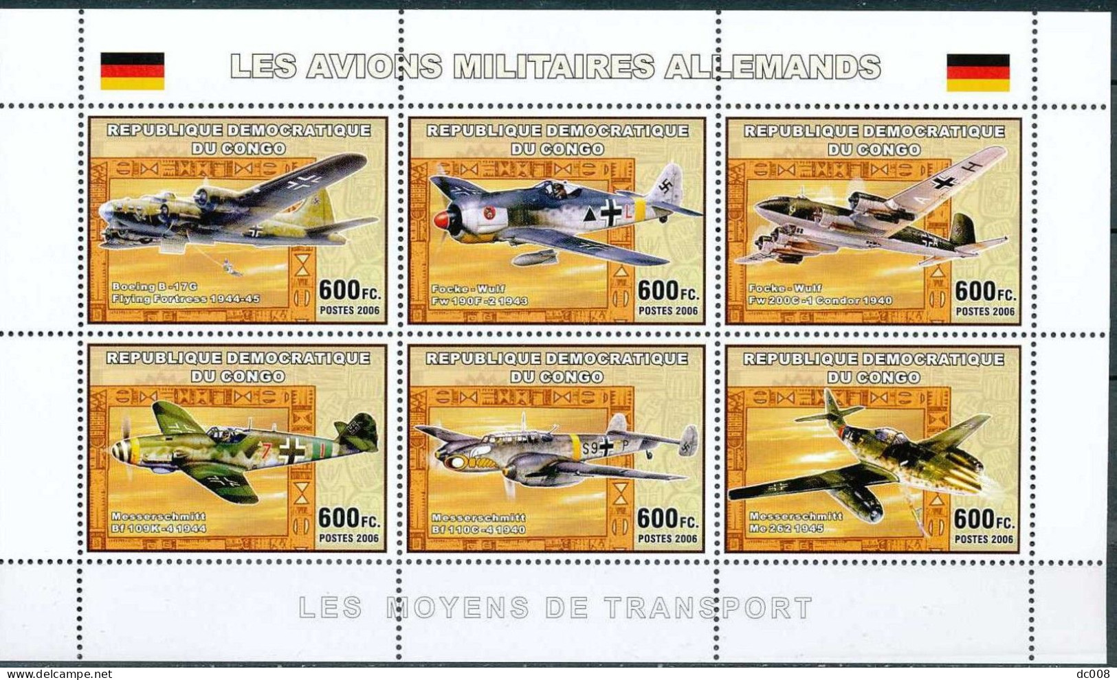 2006 Les Avions Militaires Allemands - Complet-volledig 7 Blocs - Ongebruikt