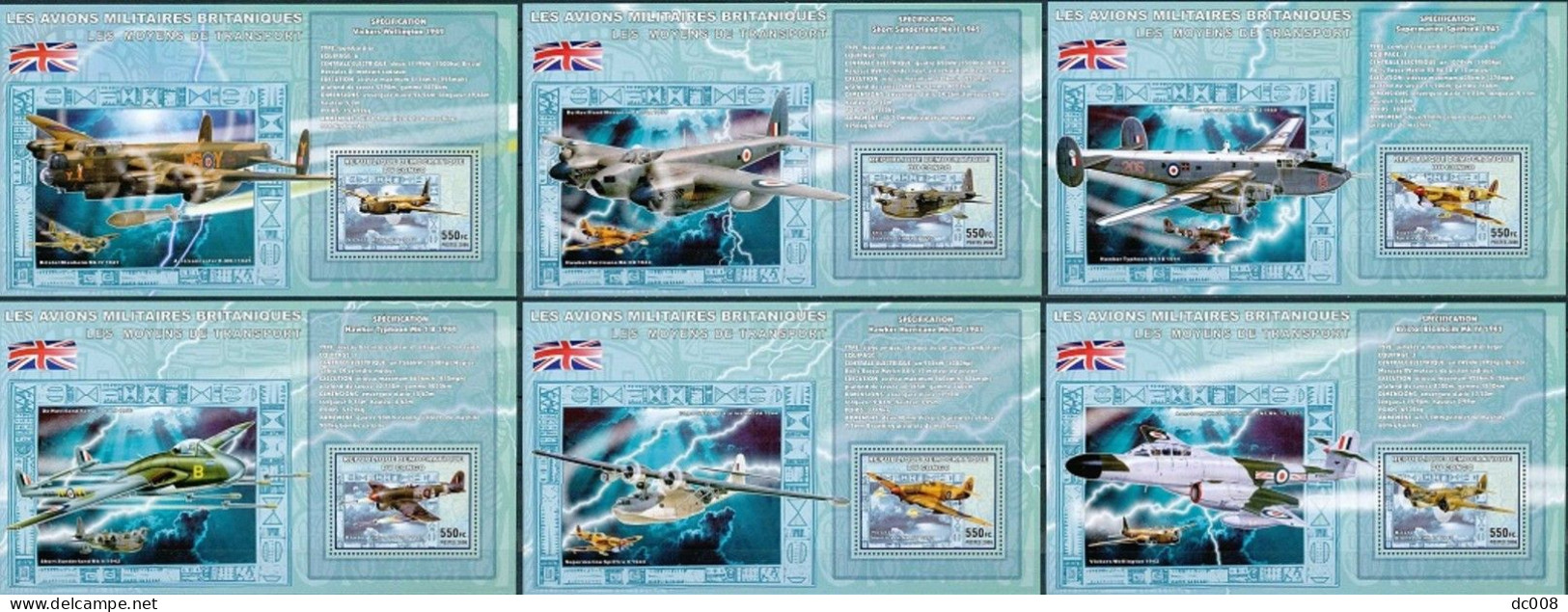 2006 Les Avions Militaires Britaniques - Complet-volledig 7 Blocs - Ungebraucht