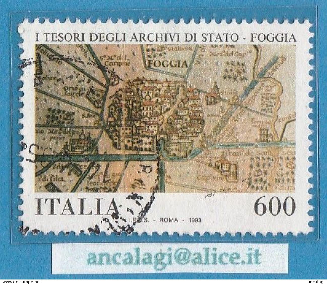 USATI ITALIA 1993 - Ref.0683B "ARCHIVI DI STATO, FOGGIA" 1 Val. - - 1991-00: Oblitérés
