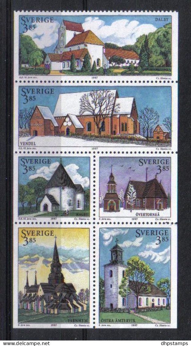 Sweden 1997 Architecture Strip Y.T. 1958/1963 ** - Unused Stamps