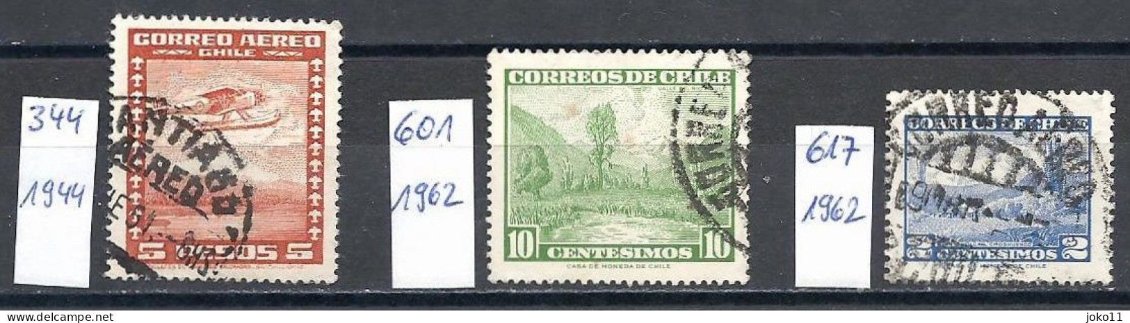 Chile, 1944-1962, Mi.-Nr. 344, 601, 617, Gestempelt - Chili