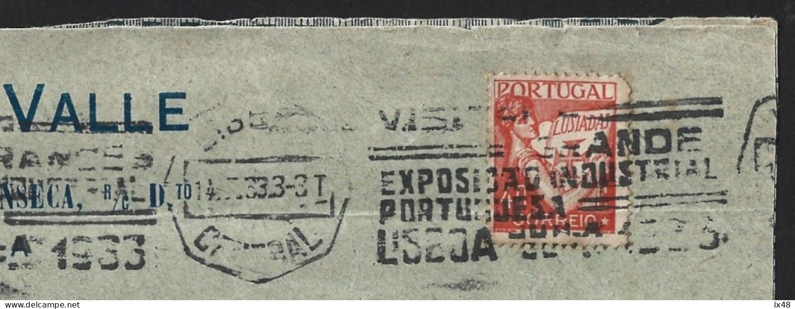 Flâmula 'Visitai Grande Exposição Industrial Portuguesa, Lisboa 1933'. Stamp Lusiadas, Camões. Banner 'Visit Industrial - Covers & Documents