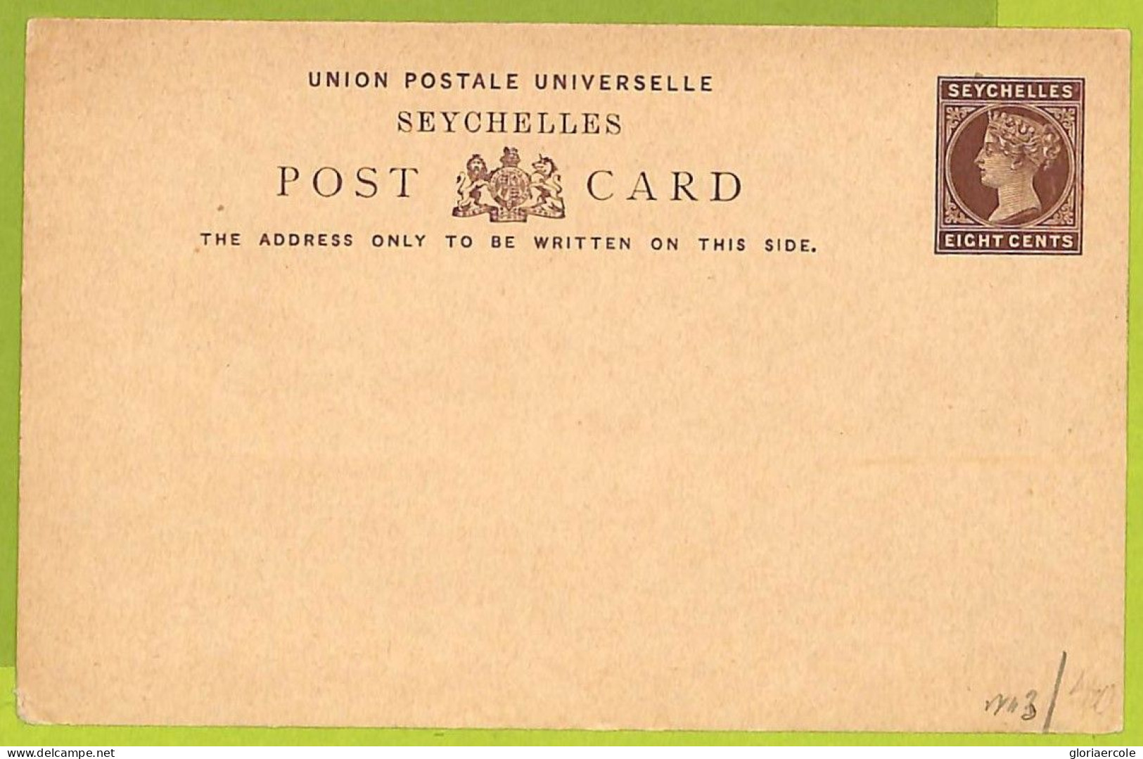 39909 - SEYCHELLES - Postal History -  STATIONERY CARD  - H & G  # 3 - Seychelles (...-1976)
