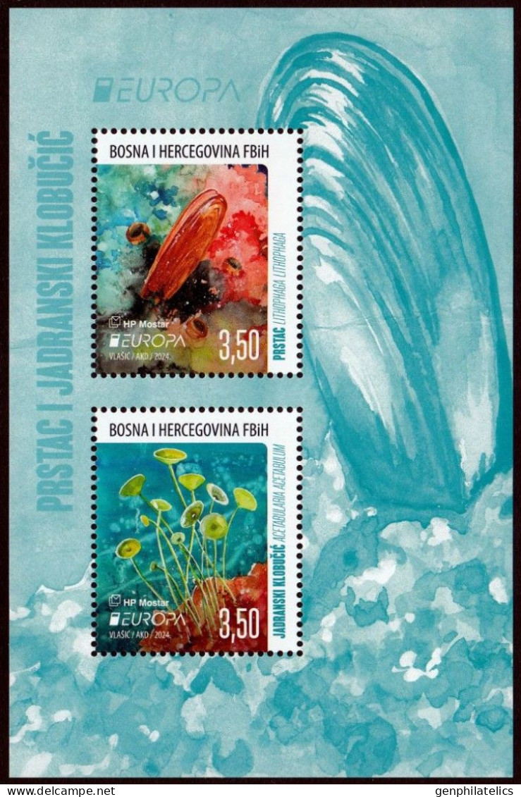 BOSNIA (Croatia) MOSTAR 2024 Europa CEPT. Underwater Fauna & Flora - Fine S/S MNH - Bosnie-Herzegovine