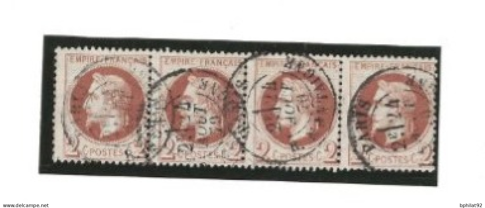 !!! FRANCE, BANDE DE 4 N°26, C 22 - 1863-1870 Napoléon III Lauré