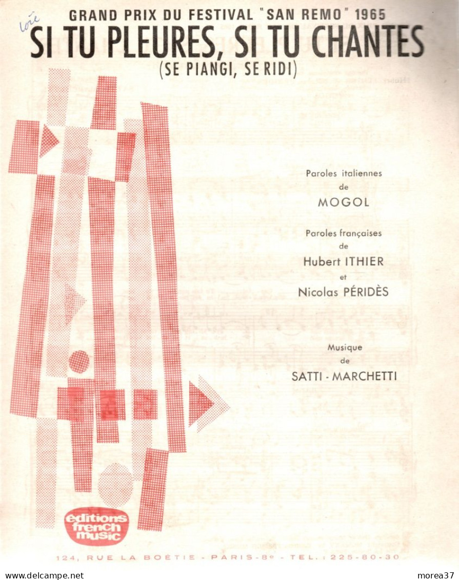 Partition Musicale   " Si Tu Pleures , Si Tu Chantes "    (BR01) - Scores & Partitions