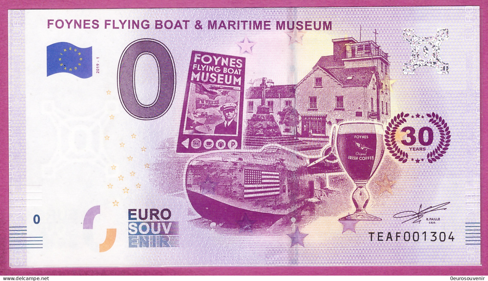 0-Euro TEAF 2019-1 FOYNES FLYING BOAT & MARITIME MUSEUM - IRELAND - Private Proofs / Unofficial