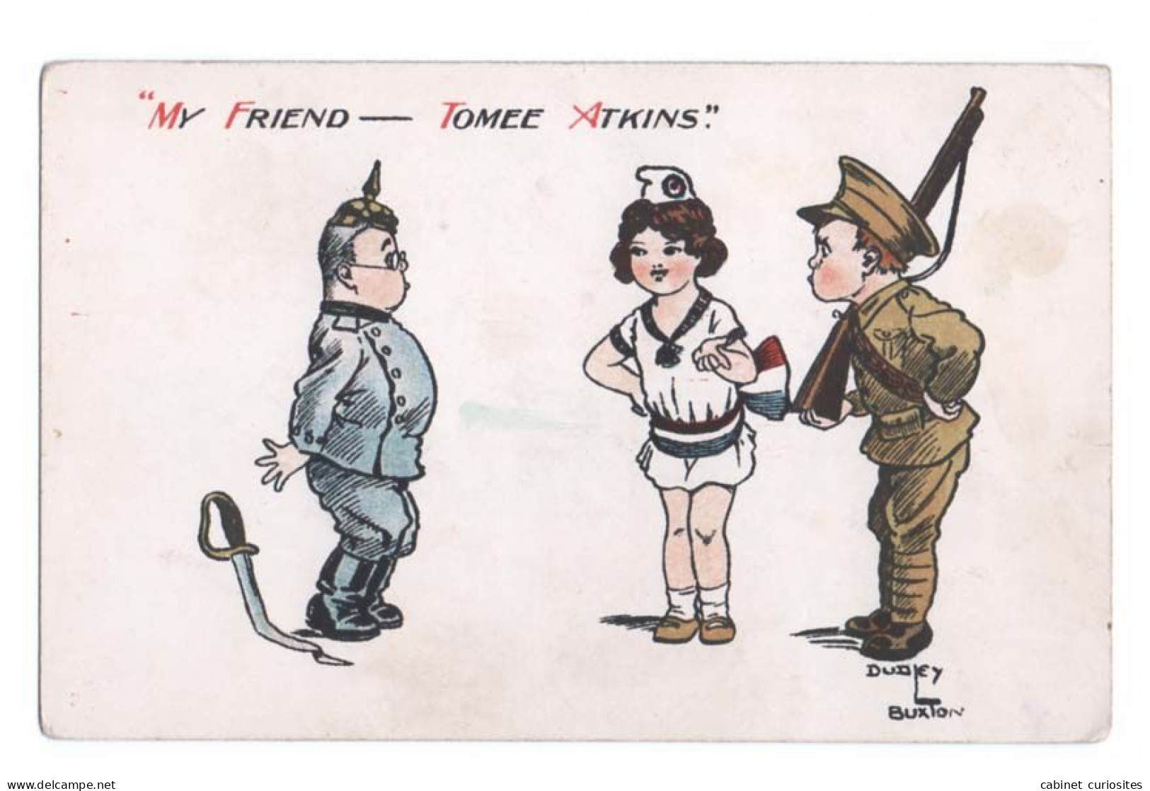 Une Jeune Française Présente Son Ami Anglais à Un Allemand - Illustration Dudley Buxton - Casque à Pointe - Patrióticos