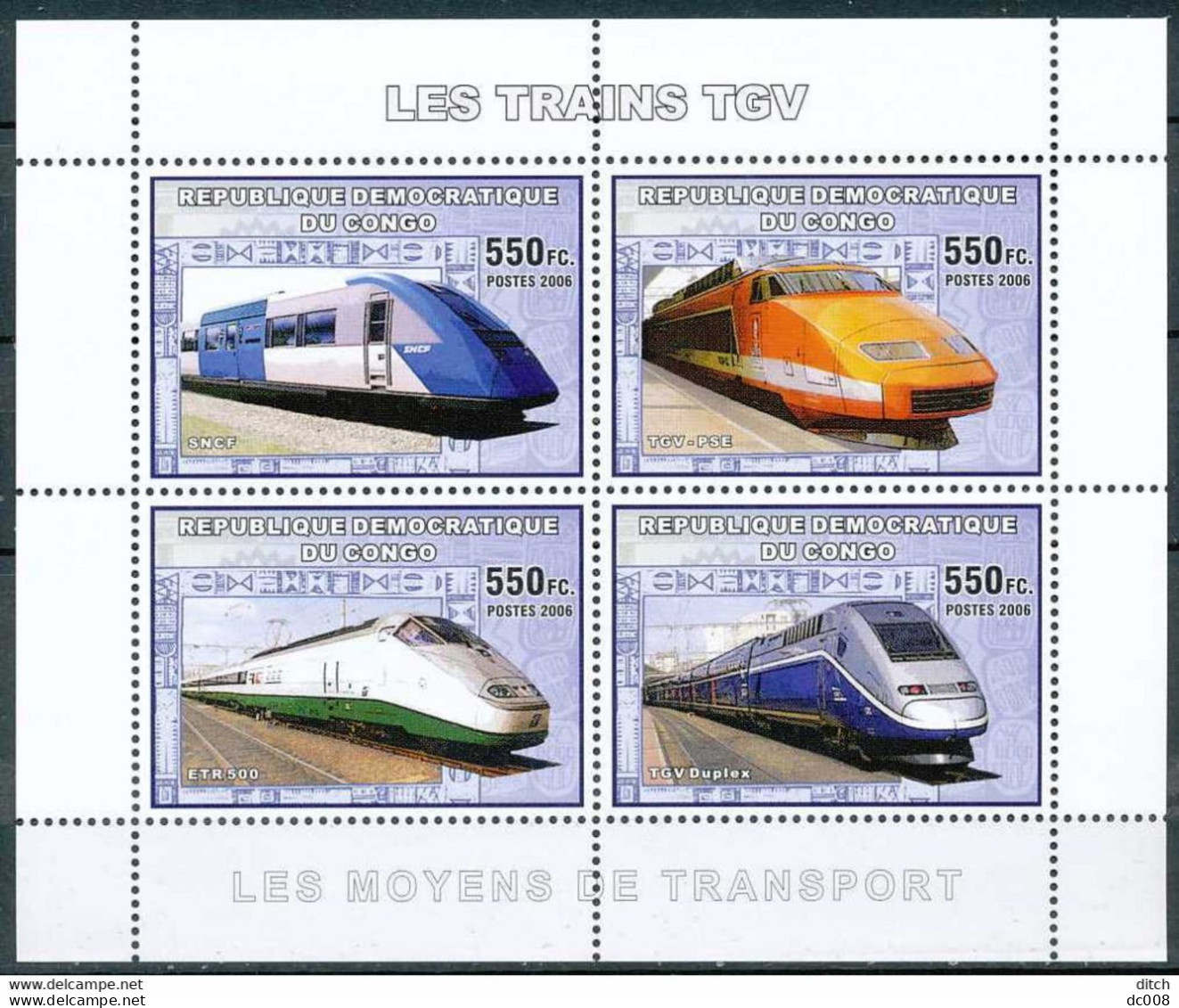 2006 Les Trains TGV - Complet-volledig 5 Blocs - Nuevos