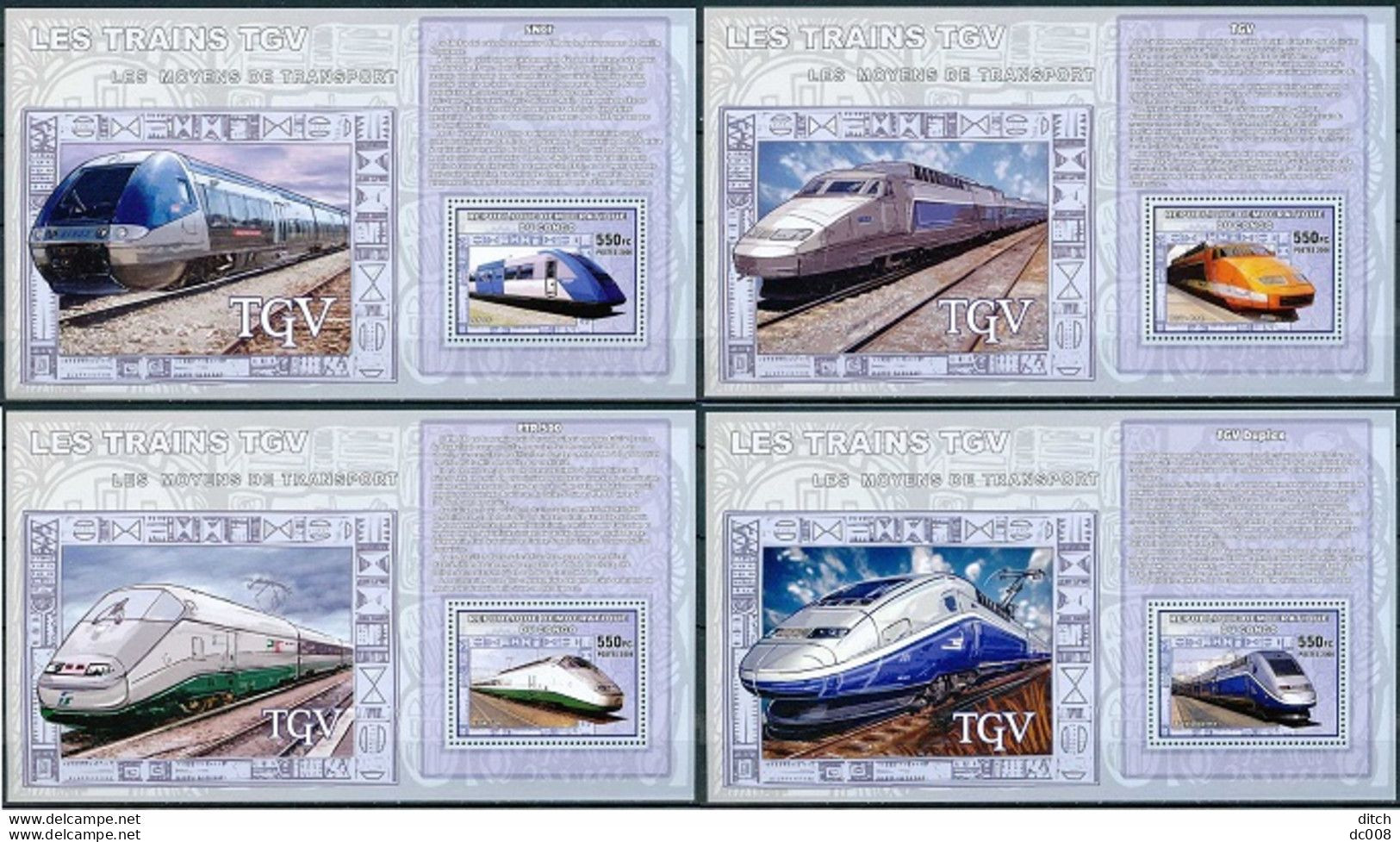 2006 Les Trains TGV - Complet-volledig 5 Blocs - Neufs