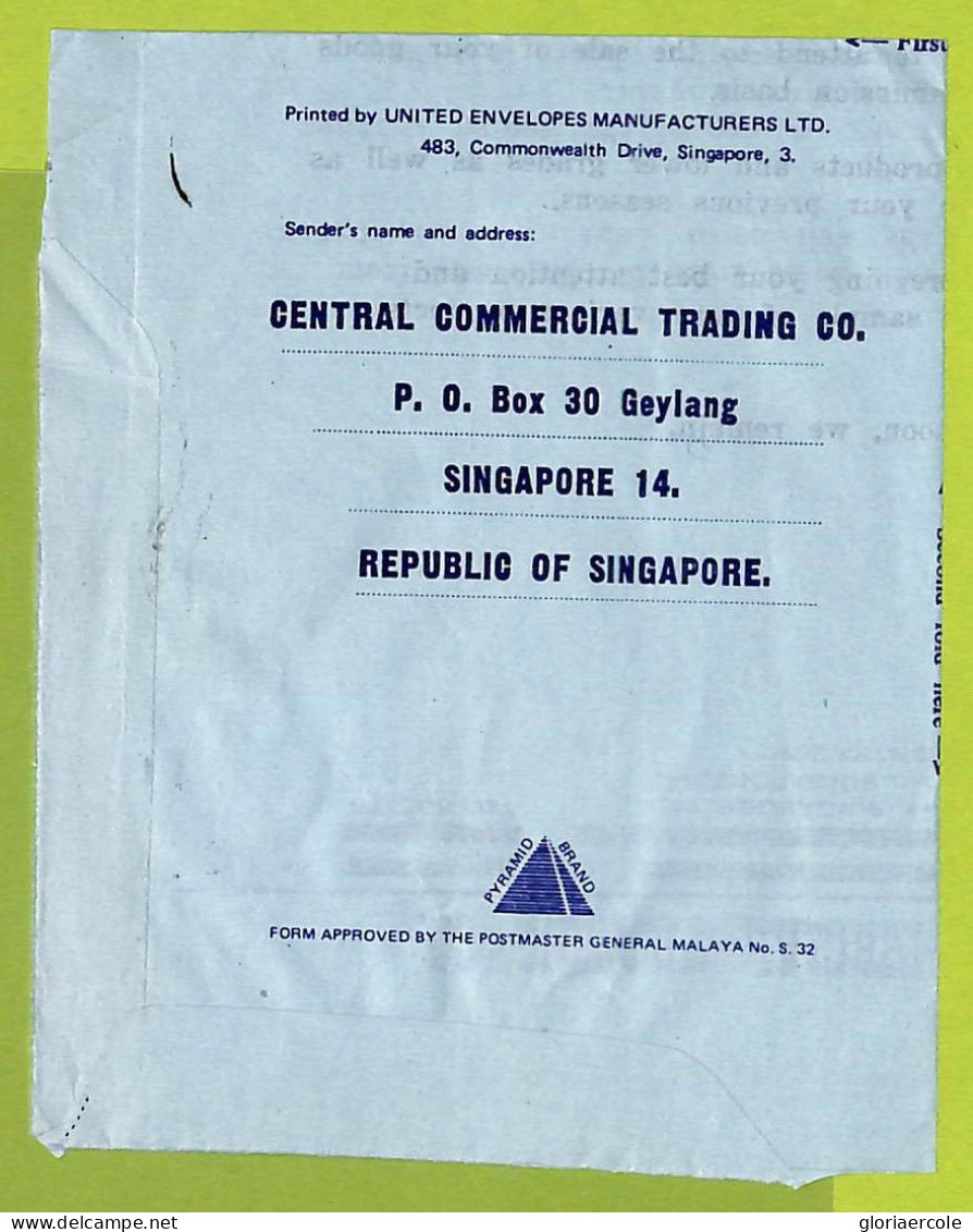 27102 - SINGAPORE - Postal History -  AEROGRAMME To ITALY 1976 - Singapour (1959-...)