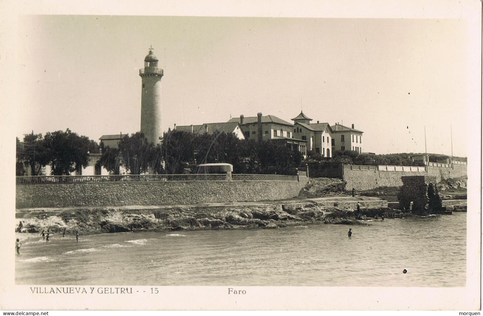 54801. Postal VILLANUEVA I GELTRU (Barcelona). Vista Del Faro De San Cristobal - Barcelona