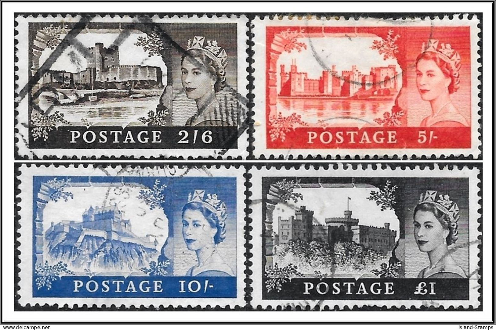 SG595a-598a 1963 Wilding Castles Stamp Set  Used Hrd2d - Usados