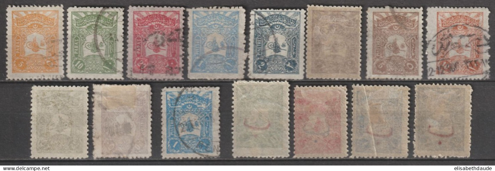 1905 - TURQUIE - SERIE COMPLETE YVERT N°106/119 * MH / OBLITERES - COTE = 49 EUR. - Ungebraucht