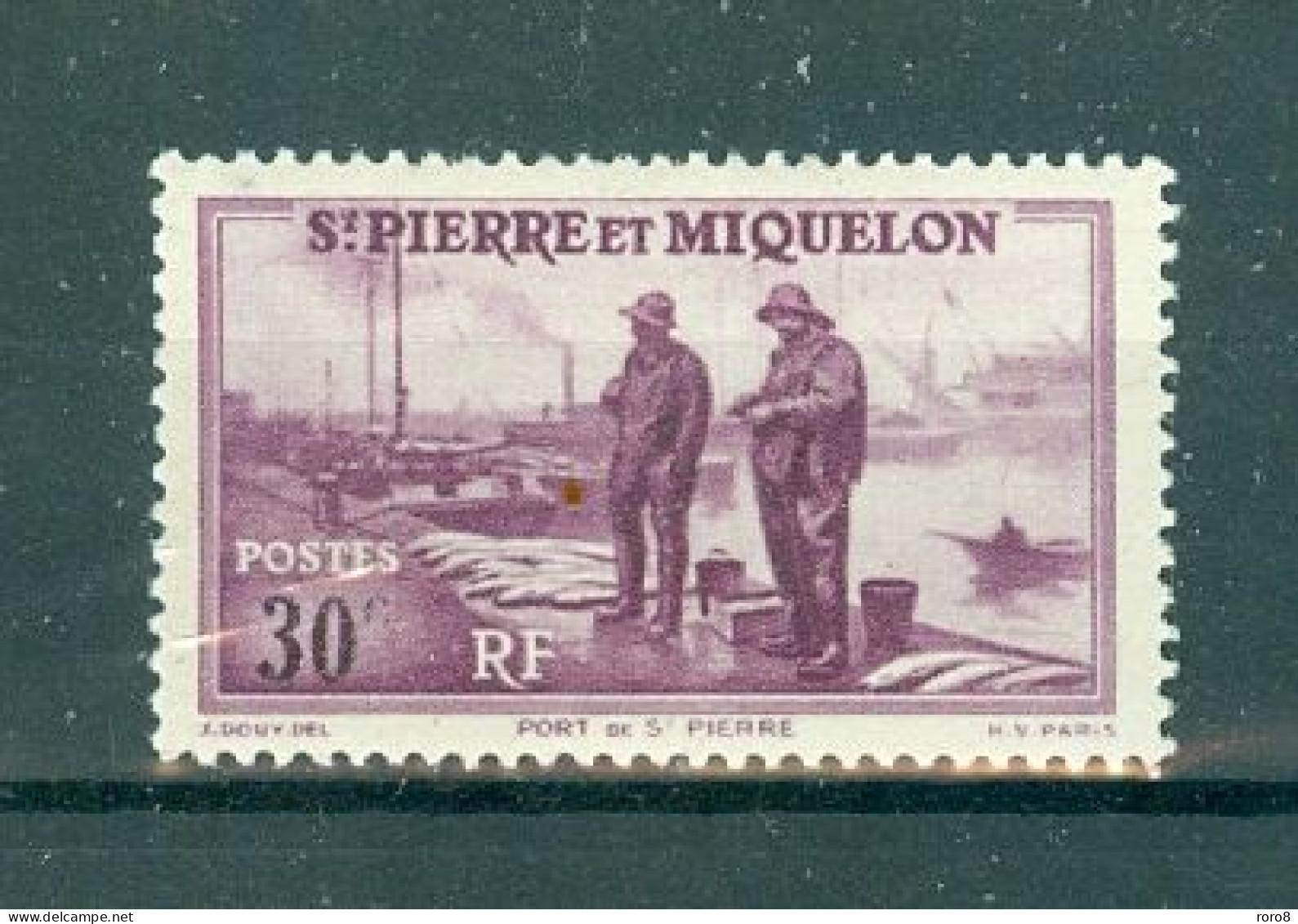 ST-PIERRE-ET-MIQUELON - N°175* MH Trace De Charnière SCAN DU VERSO. Port De Saint-Pierre. - Ungebraucht