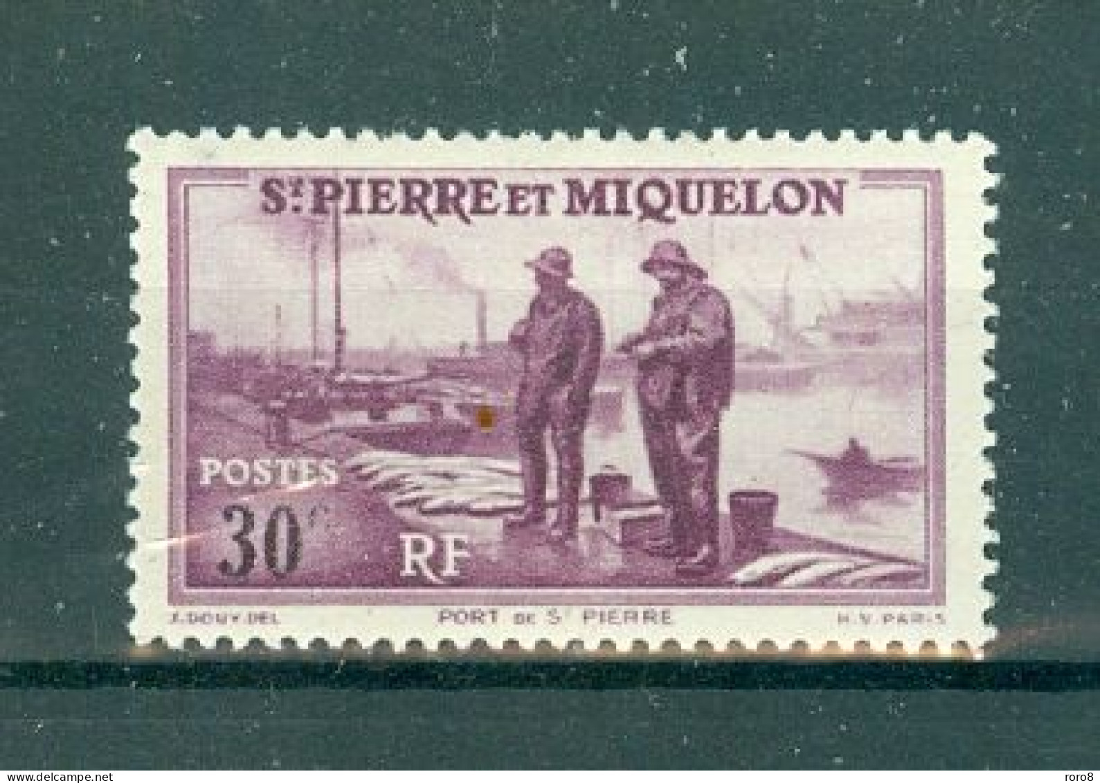 ST-PIERRE-ET-MIQUELON - N°175* MH Trace De Charnière SCAN DU VERSO. Port De Saint-Pierre. - Unused Stamps