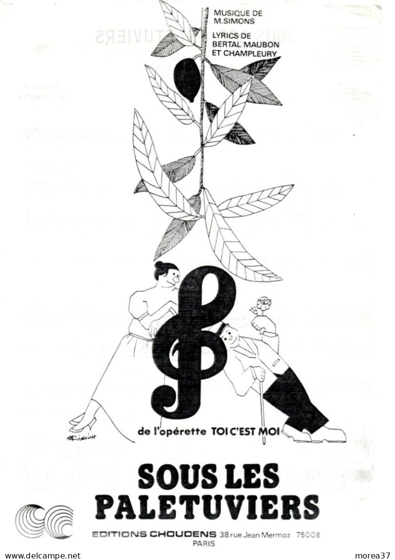 Partition Musicale   " Sous Les Palétuviers "  De L'Opérette Toi C'est Moi  (BR01) - Scores & Partitions