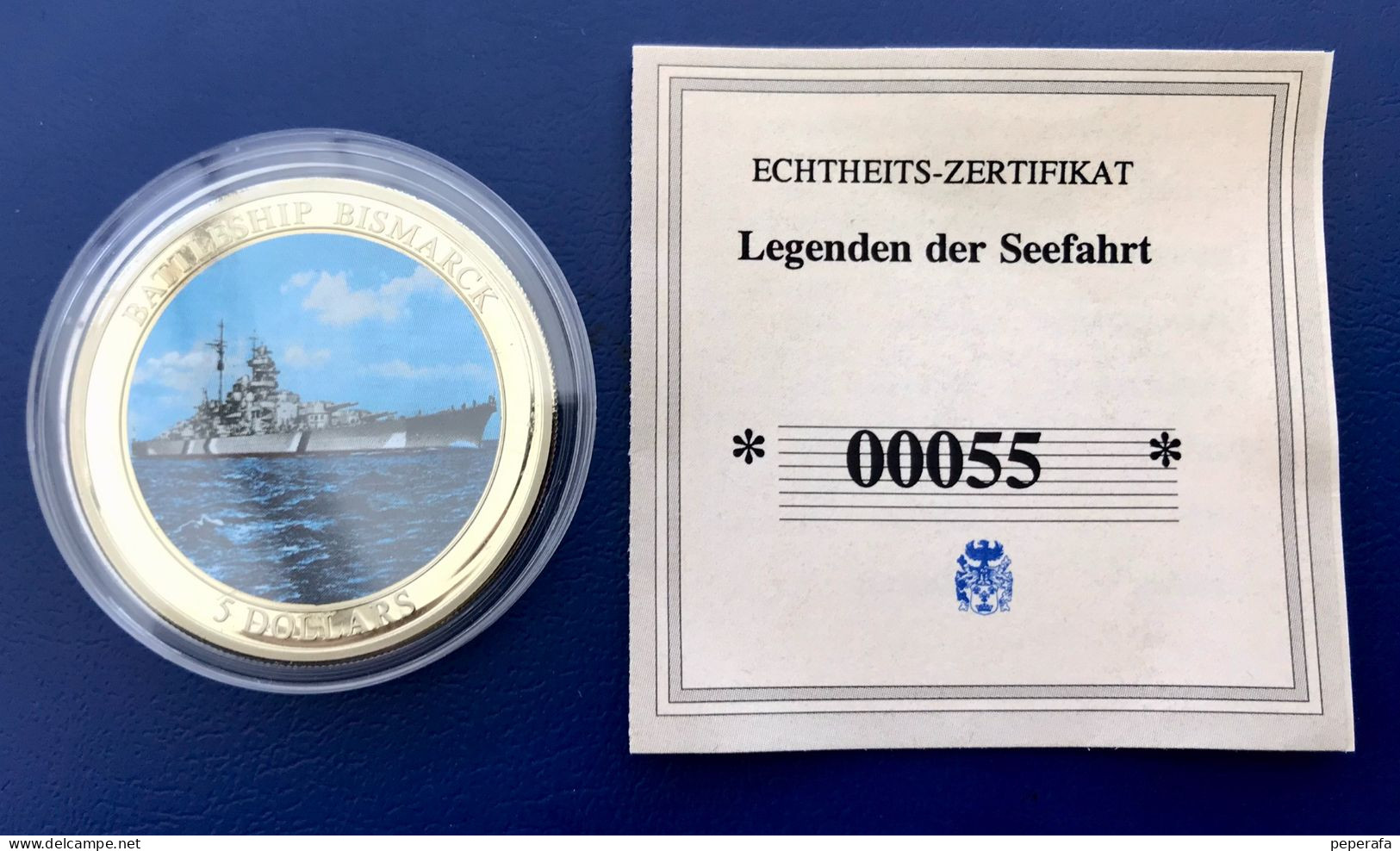 LIBERIA  2006,  5 Dollar Commemorative, BATTLESHIP BISMARCK - Liberia