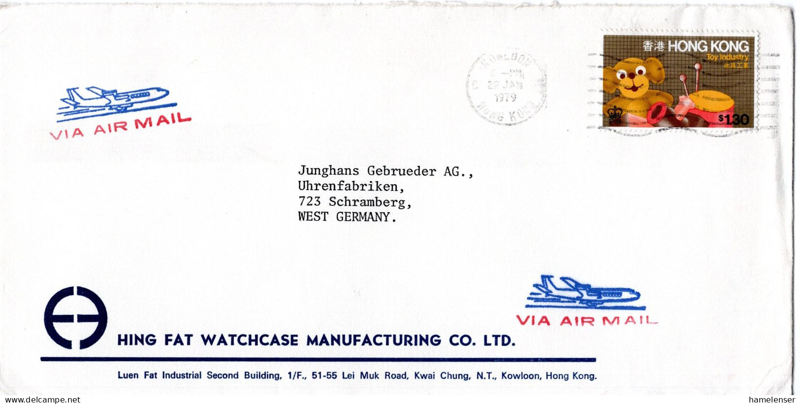 L77292 - Hong Kong - 1979 - $1,30 Spielzeugindustrie EF A LpBf KOWLOON -> Westdeutschland - Storia Postale