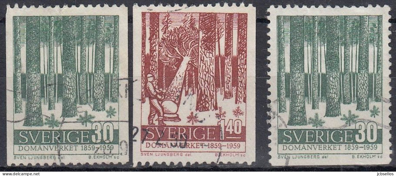 SUECIA 1959 Nº 442/443 + 442a USADO - Gebraucht