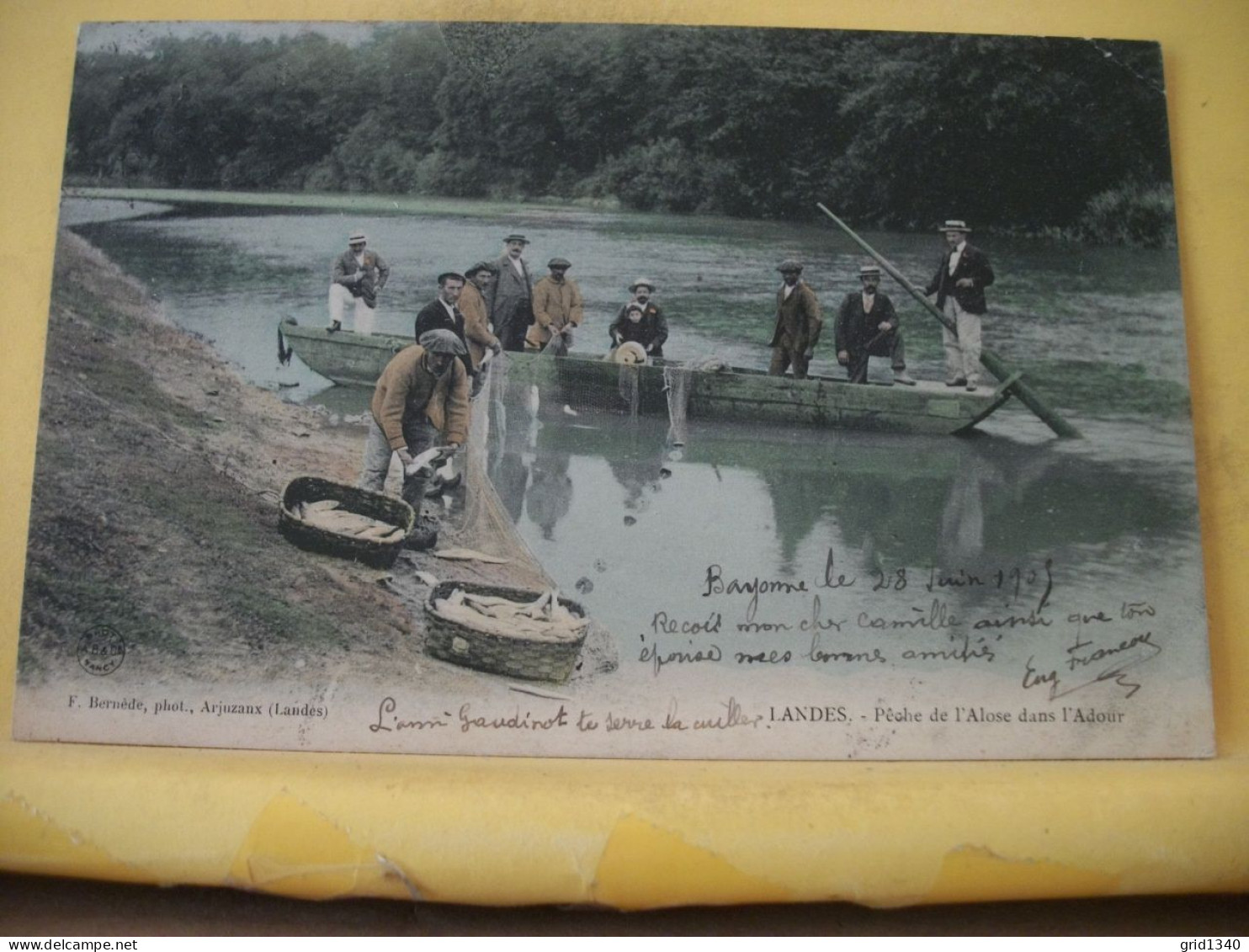 40 3893 CPA - 40 LANDES - PECHE DE L'ALOSE DANS L'ADOUR - ANIMATION. - Fishing