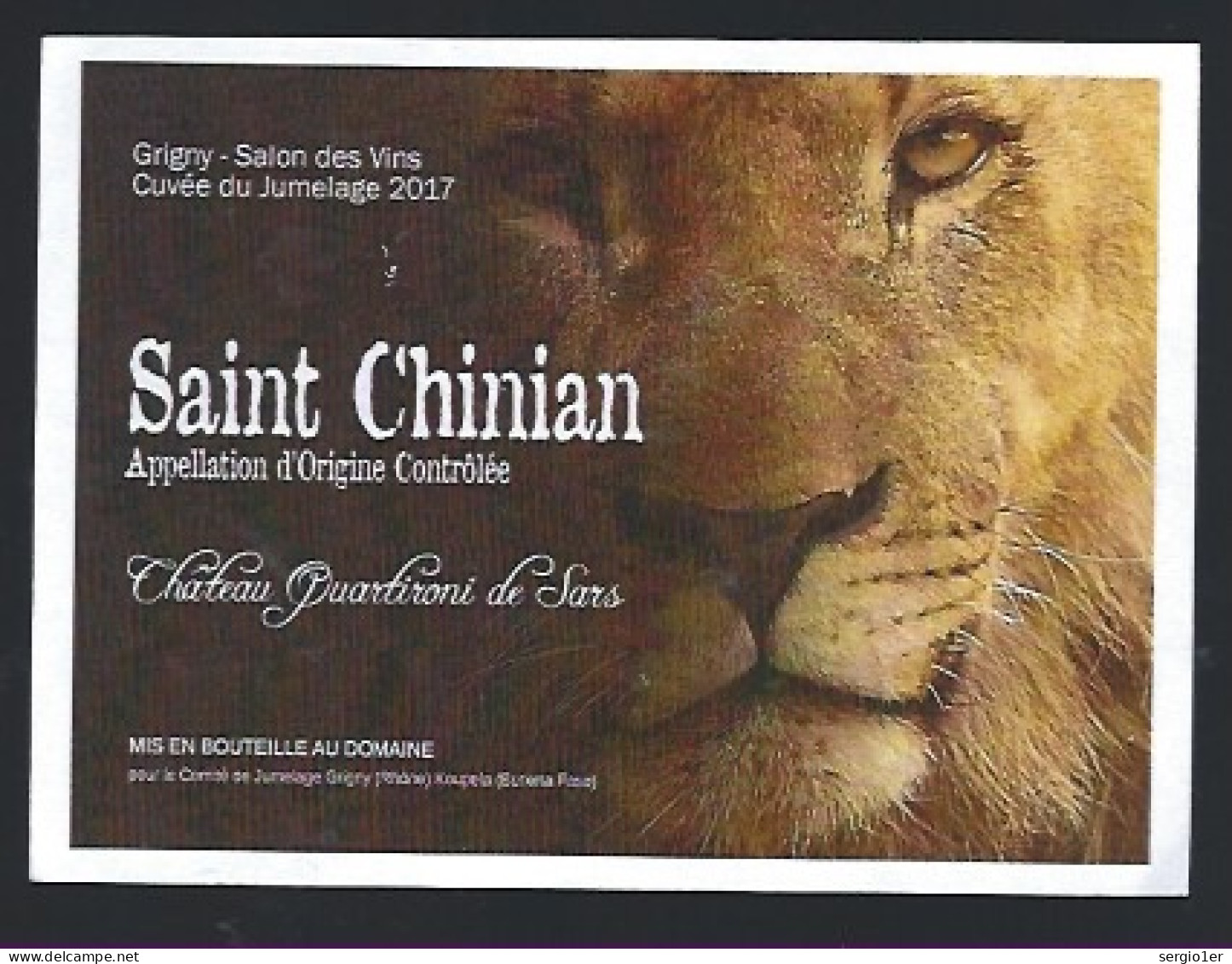 étiquette  Vin  Saint Chinian  Château Quartironi De Sars  Grigny Salon Des Vins Cuvée Du Jumelage 2017  " Lion" - Languedoc-Roussillon