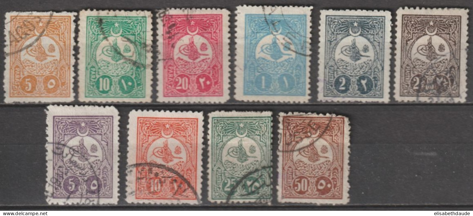 1908 - TURQUIE - SERIE COMPLETE YVERT N°120/129 OBLITERES - COTE = 60 EUR. - Gebraucht