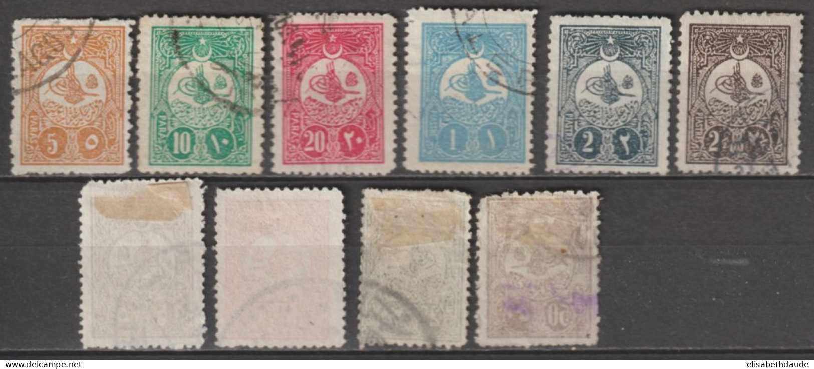 1908 - TURQUIE - SERIE COMPLETE YVERT N°120/129 OBLITERES - COTE = 60 EUR. - Used Stamps