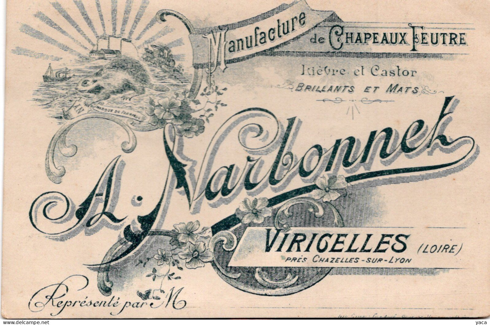 Manufacture De Chapeaux - Narbonnet à Viricelles  - Devinez Qui Vous L'envoie - Visiting Cards