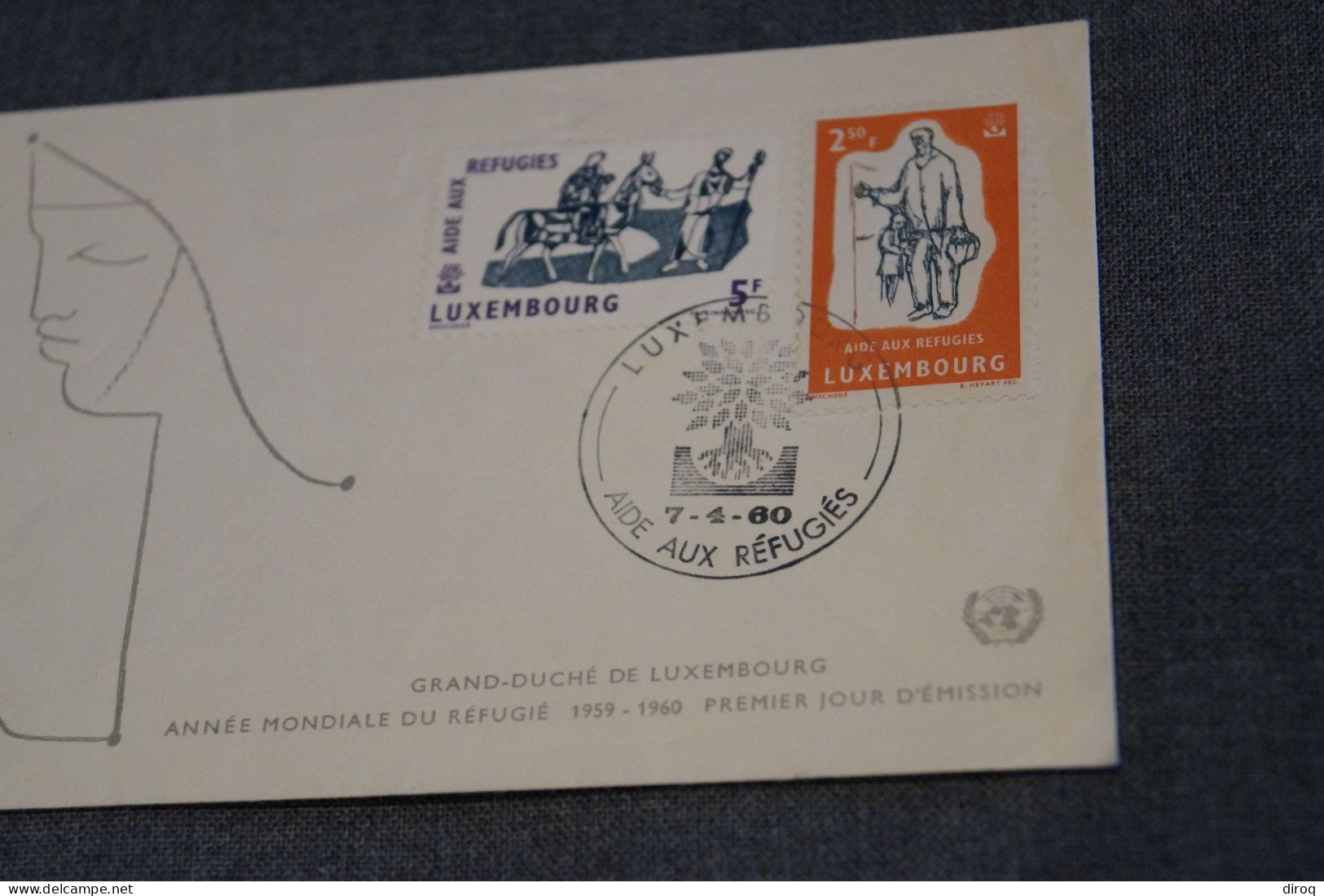 Superbe Envoi,1 Er Jour,Luxembourg 7/04/1960,aide Aux Réfugiés,Dessin De Jean Costeau - FDC