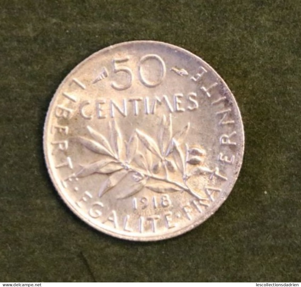 Pièce En Argent Française 50 Centimes 1918  - French Silver Coin - 50 Centimes