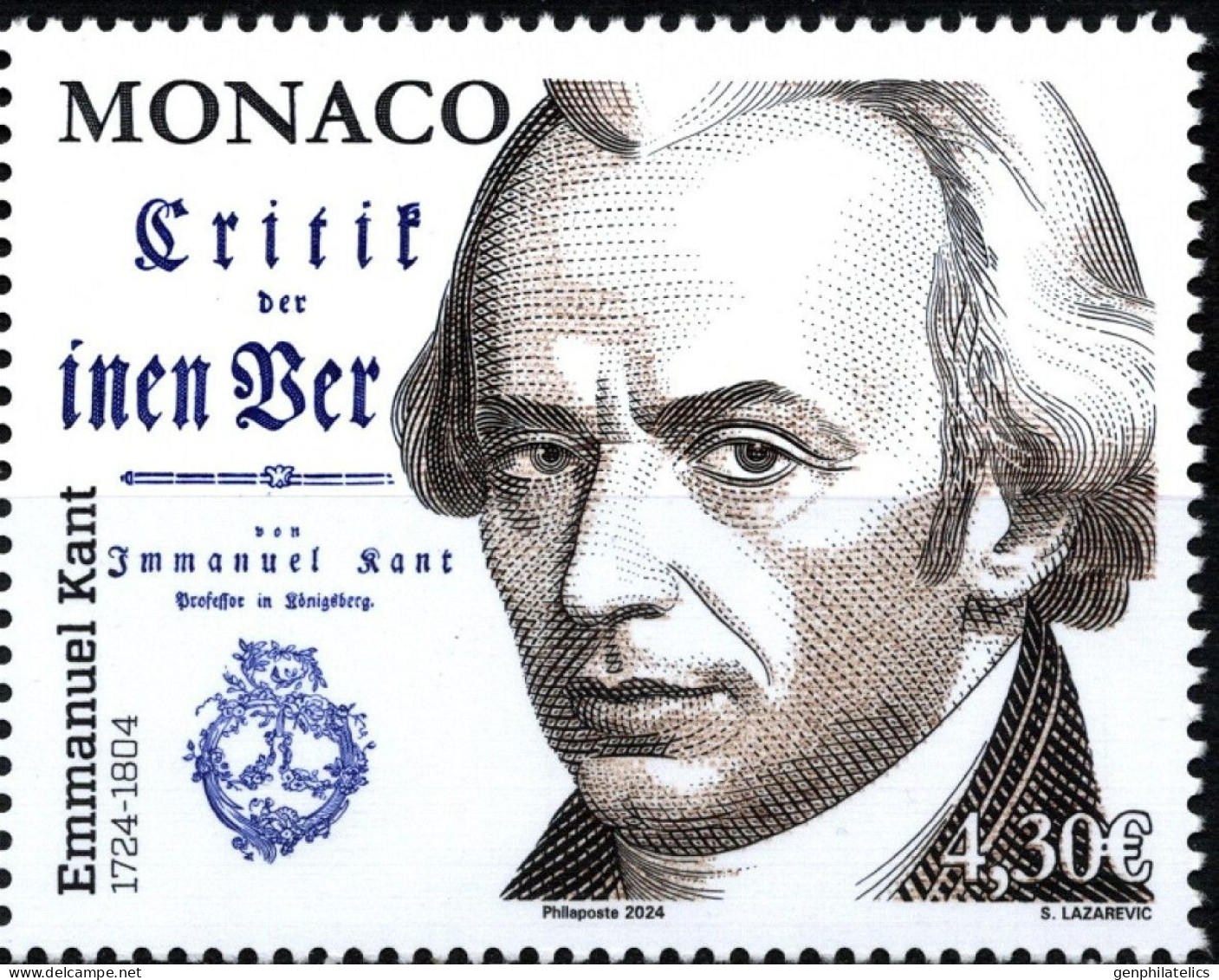 MONACO 2024 PEOPLE Famous Persons. 300th Birth Anniv. Of IMMANUEL KANT - Fine Stamp MNH - Neufs