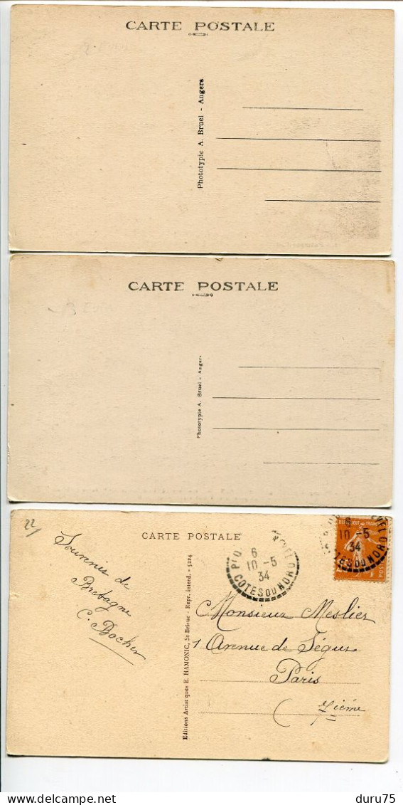 LOT 3 CPA * PAIMPOL Vallée Pors Even Coin Préféré De Pierre Loti Chapelle Trinité La Vieille Fileuse (fumant La Pipe ) - Paimpol