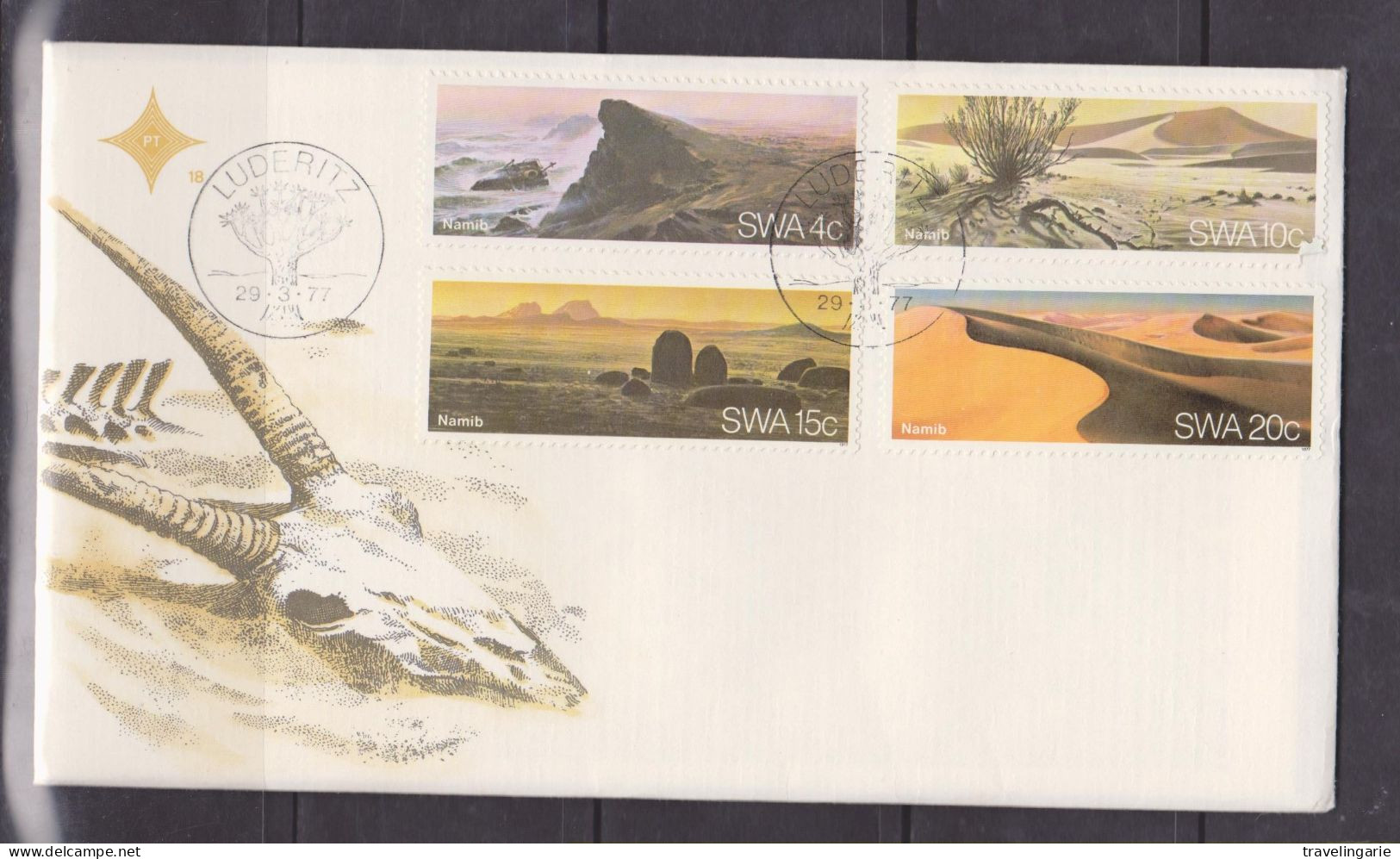 South West Africa 1977 Namib Desert FDC Nr. 181 With CACTUS Luderitz Cancel - South West Africa (1923-1990)