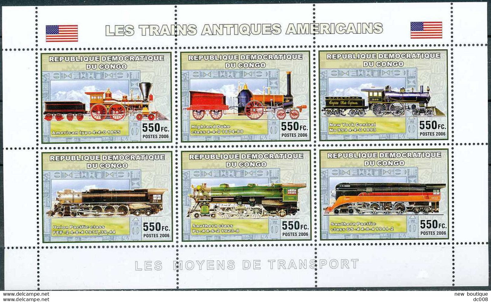 2006 Les Trains Antiques Americains - Complet-volledig 7 Blocs - Neufs