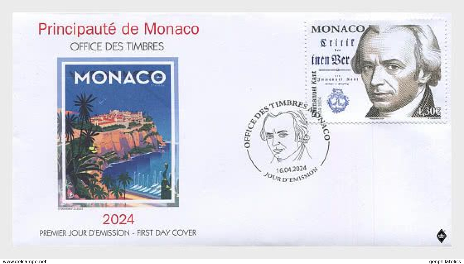 MONACO 2024 PEOPLE Famous Persons. 300th Birth Anniv. Of IMMANUEL KANT - Fine Stamp FDC - Unused Stamps