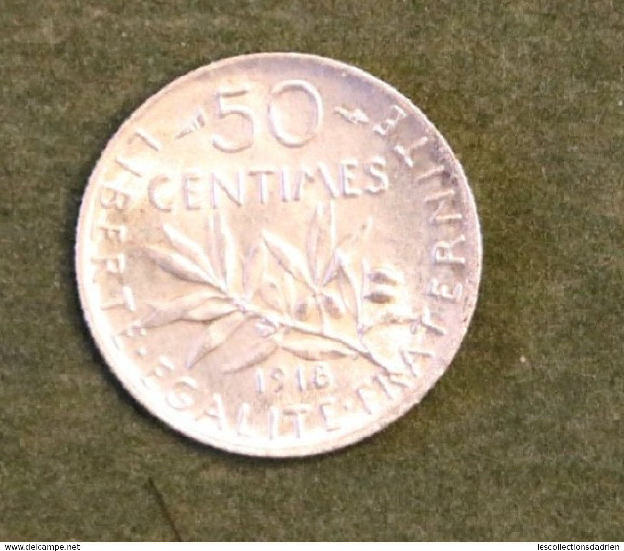 Pièce en argent française 50 centimes 1916  - French silver coin