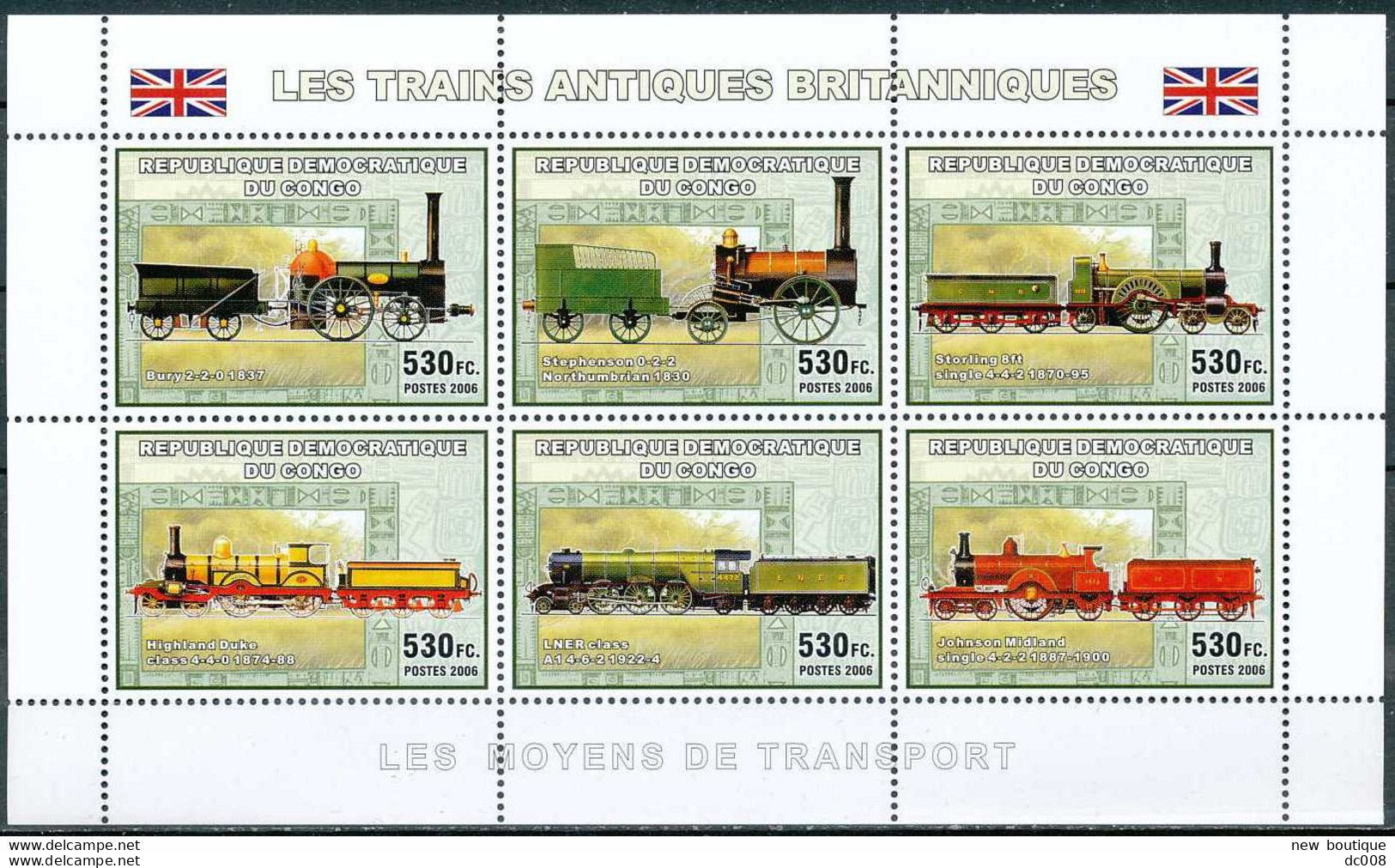 2006 Les Trains Antiques Britaniques - Complet-volledig 7 Blocs - Ongebruikt