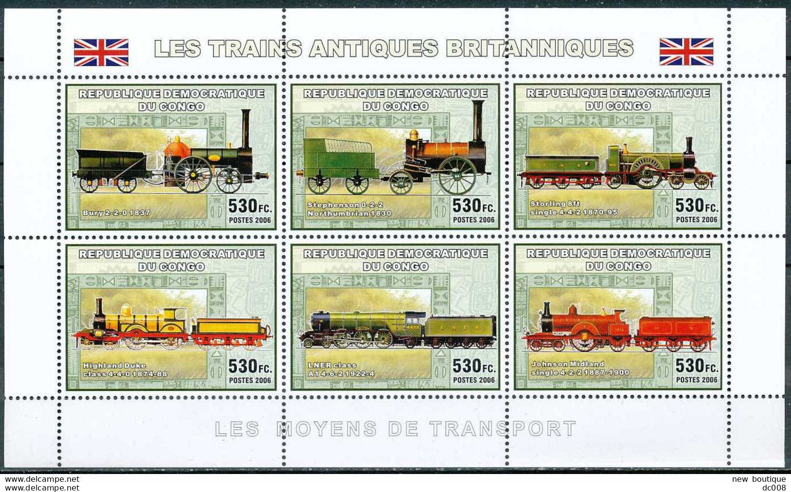 2006 Les Trains Antiques Britaniques - Complet-volledig 7 Blocs - Mint/hinged