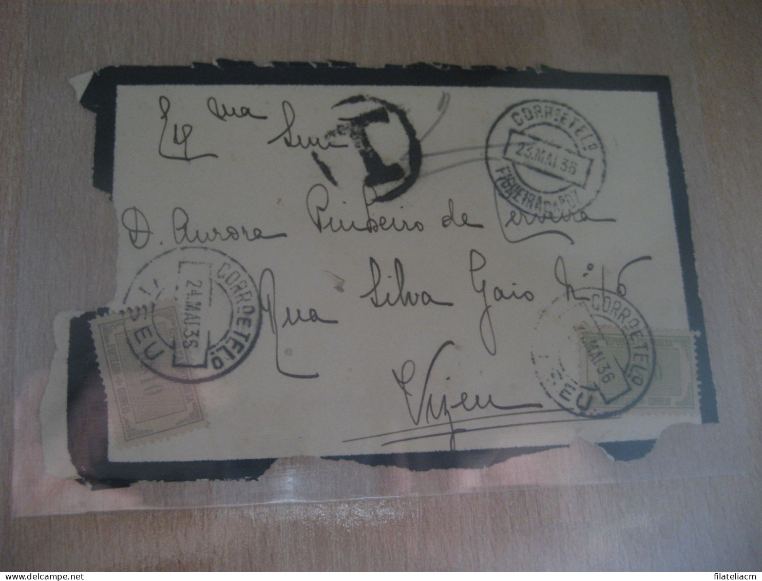 FIGUEIRA DA FOZ 1936 To Vizeu Viseu Tax Taxed T Cancel Duel Condolence Frontal Front Cover PORTUGAL - Storia Postale