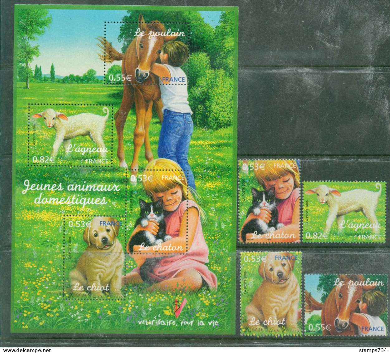 France - 2006 - Jeunes Animaux Domestiques, Serie+BF, Neufs** - Unused Stamps
