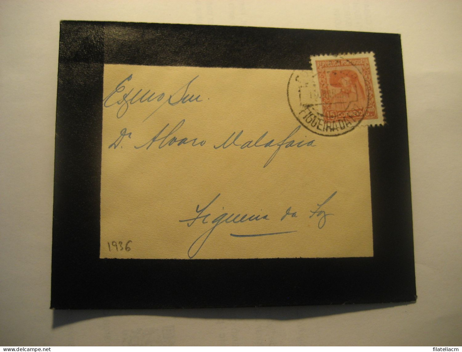 FIGUEIRA DA FOZ 1936 Cancel Duel Condolence Cover PORTUGAL - Lettres & Documents