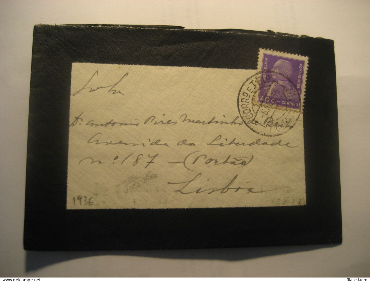 FIGUEIRA DA FOZ 1936 To Lisboa Cancel Duel Condolence Cover PORTUGAL - Brieven En Documenten