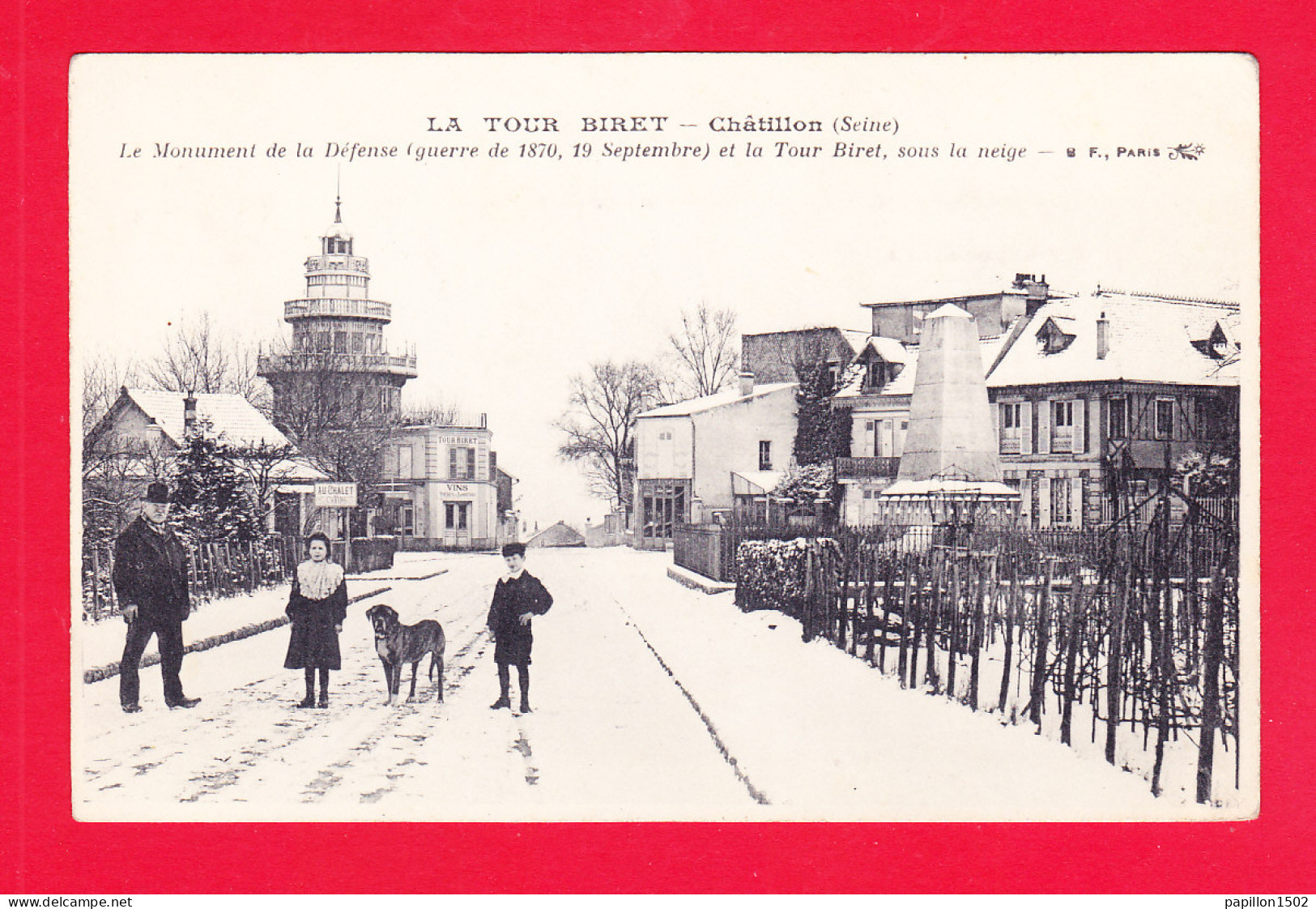 F-92-Chatillon-01P203  Le Monument De La Défense Et La Tour Biret, Sous La Neige, Animation, Cpa BE - Châtillon